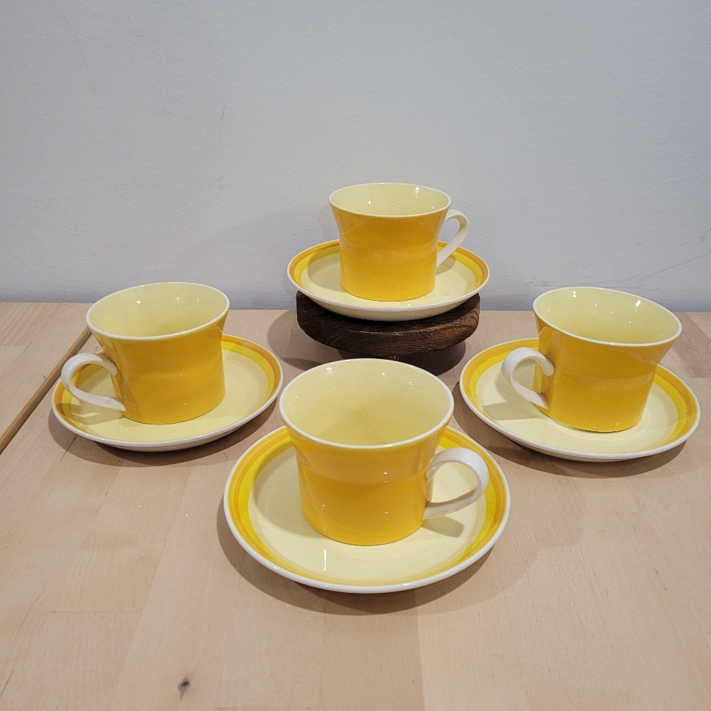 Set of 4 Vintage Mikasa Playmates Citrus Dishwashers Safe Tea Cup and Saucer